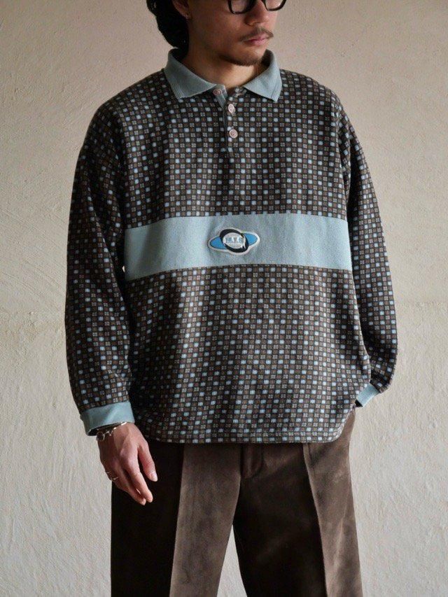 1980's H.I.S Sweat Polo-shirt "azzurro e marrone"