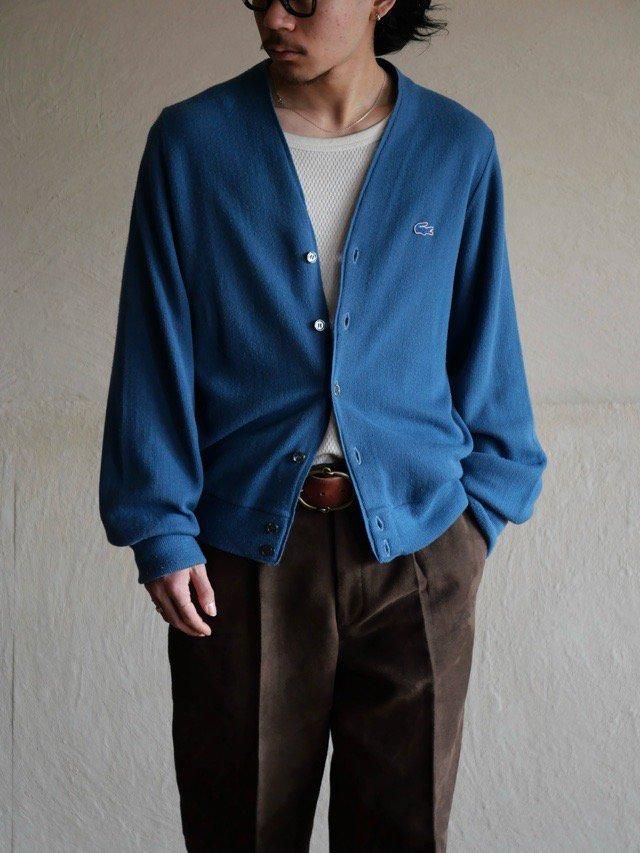 1970's Vintage IZOD LACOSTE Acryl Knit Cardigan, Light Blue