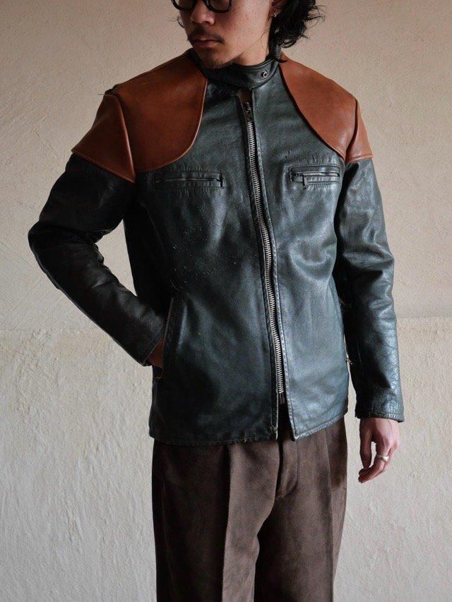 1960~70's Canadian Vintage Leather Riders JKT "British Cycle Leathers" Green