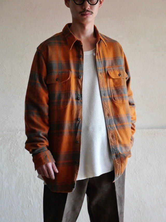 00's FILSON Cotton Flannel Shirt, Orange