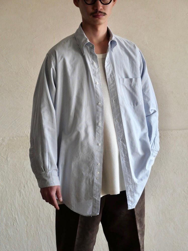 1980~90's Vintage BrooksBrothers Stripe Oxford Polo-collar Shirt, Made in USA.16half-2