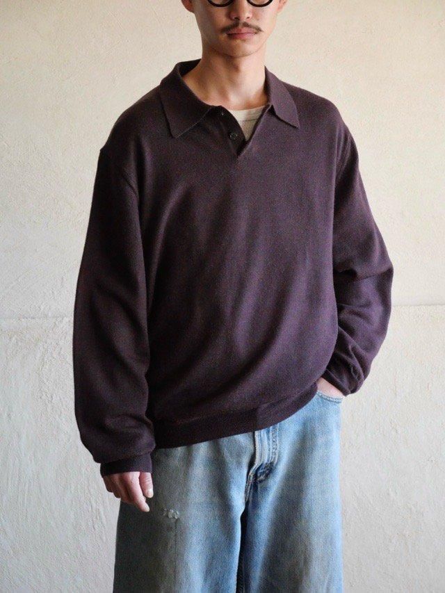 TOSCANO 100% Pure Wool Knit-Polo, Bordeaux