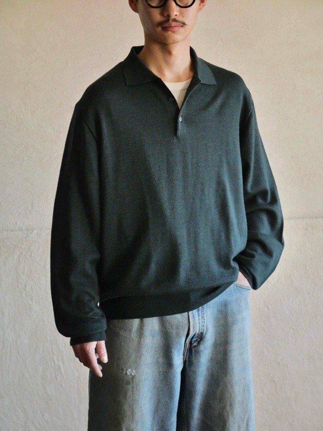 NORDSTROM 100% Merino Wool Knit-Polo, Green