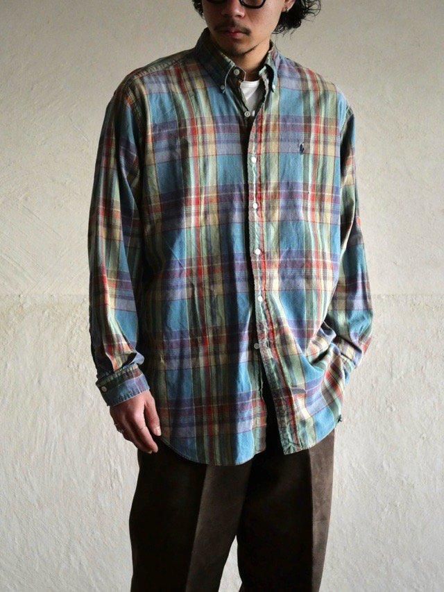 1990's RalphLauren Cotton Madras-check Shirt