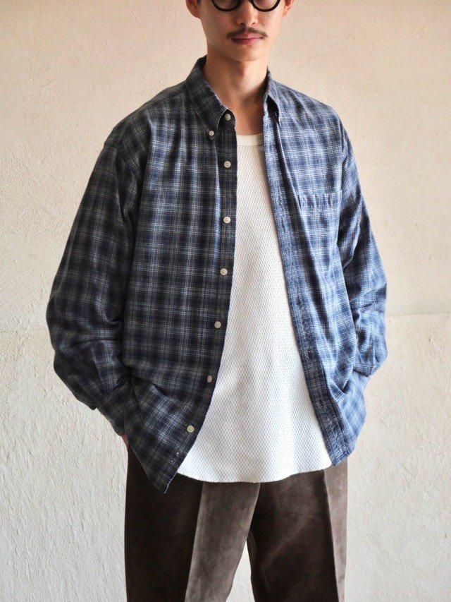 Old OLDNAVY Cotton Check Shirt, "Blue&Navy"