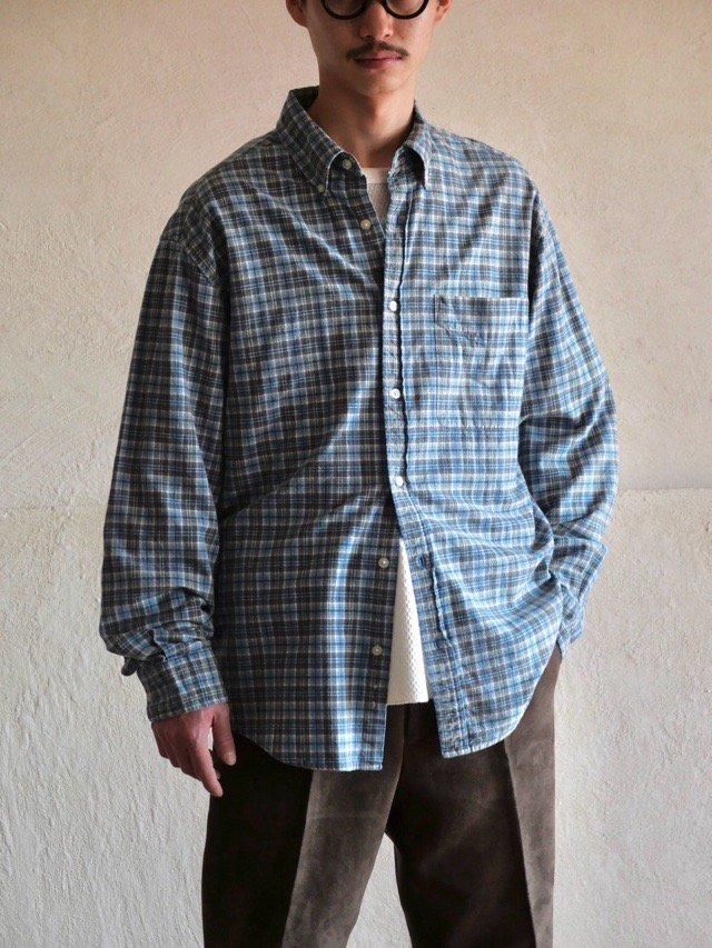 Old OLDNAVY Cotton Check Shirt, "Cyan&Yellow"