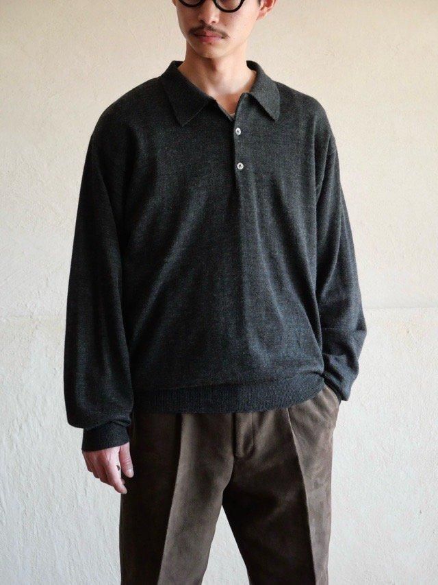 PONTI Wool&Poly Charcoal Knit Polo, Made in Italyڭ