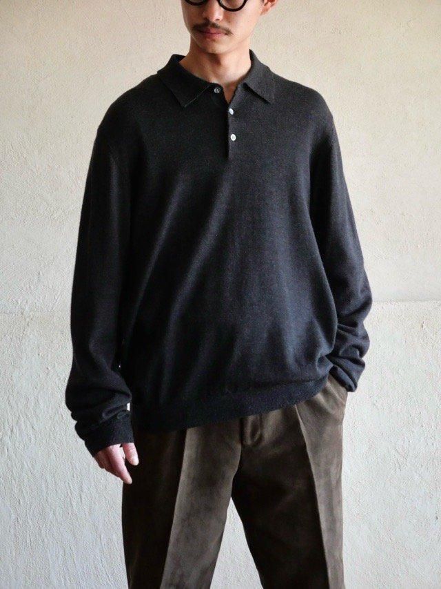 Brooks British "346" 100%Merino Wool  Charcoal Knit Poloڭ