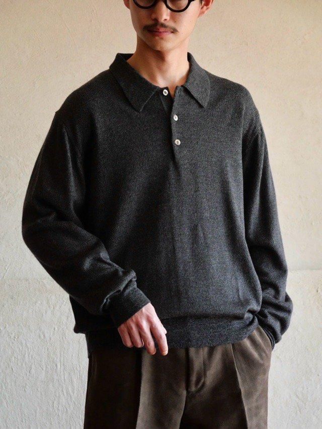 ALFANI 100%Pure New Wool  Charcoal Knit Poloڭ