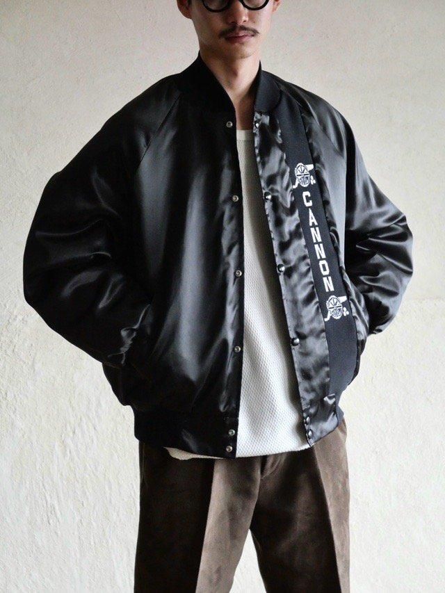 1980's Vintage Black Nylon Satin Blouson "CANNON"