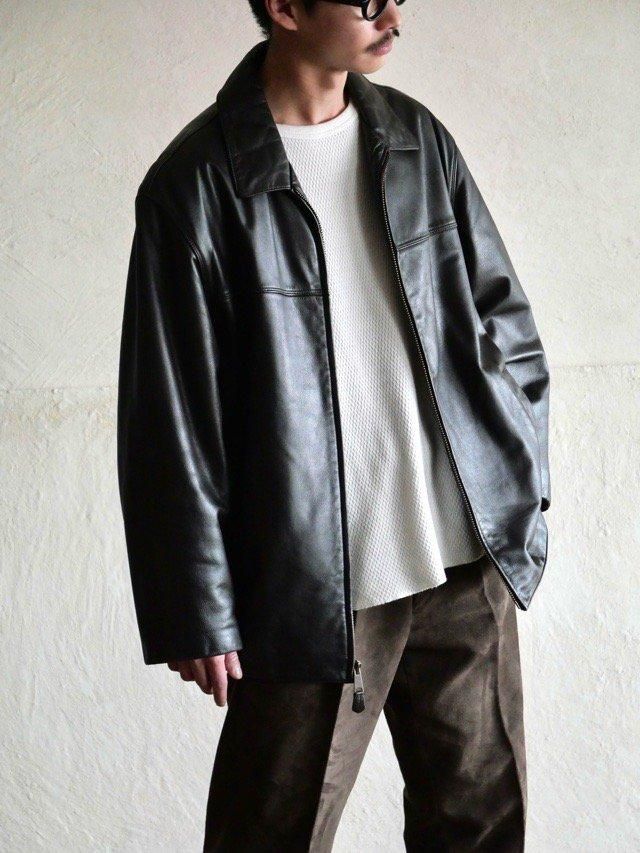 00's DOCKER'S Leather&Chamois Half Jacket, BROWN