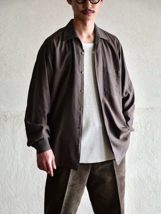 1980's LUCIANO BARBERA Cotton Herringbone Dress Shirt, Brown