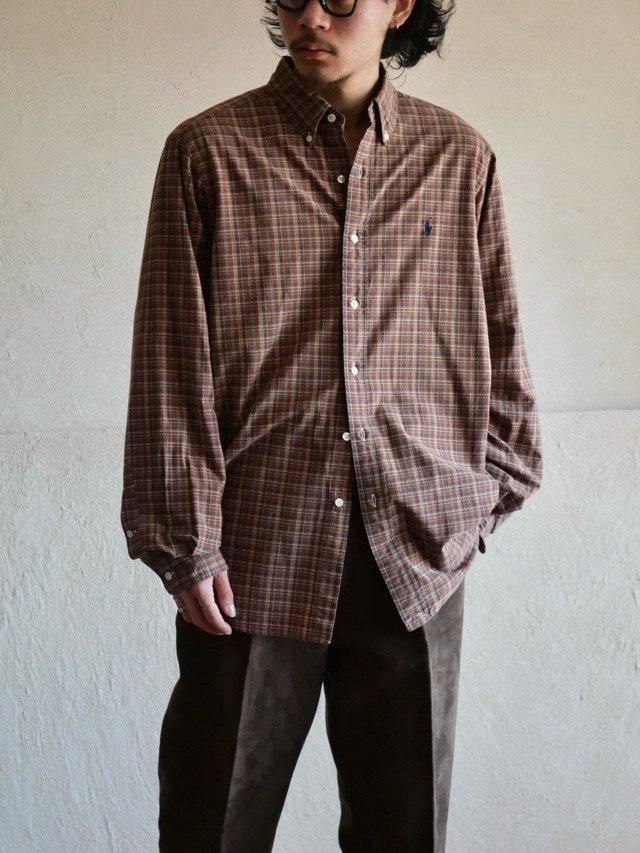 1990~00's RalphLauren Cotton Check Shirt Brown