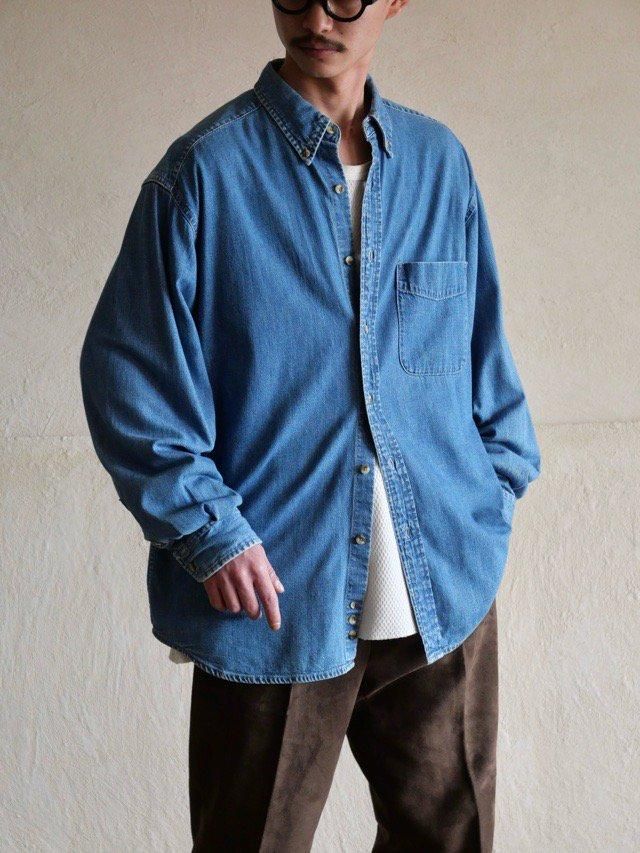 1990~00's EddieBauer 100%Cotton Denim Shirt