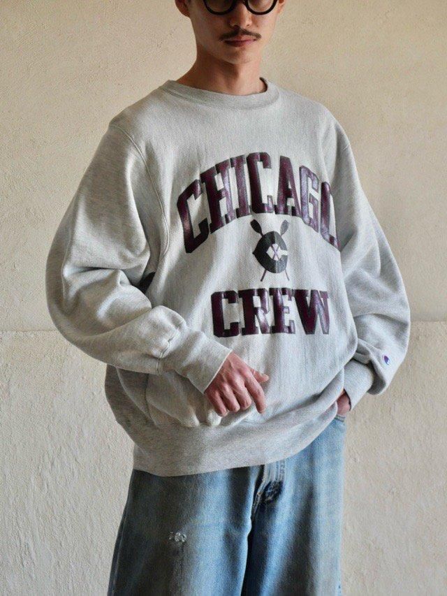 1980's Vintage Champion ReverseWeave Sweat Shirt "CHICAGO CREW" / Made in USA.