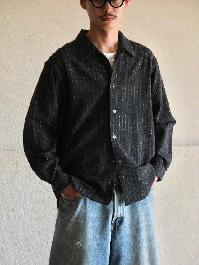 1990's~ LAUTR&#200;AMONT MEN "GRAY" Spring Soft-Wool Shirt