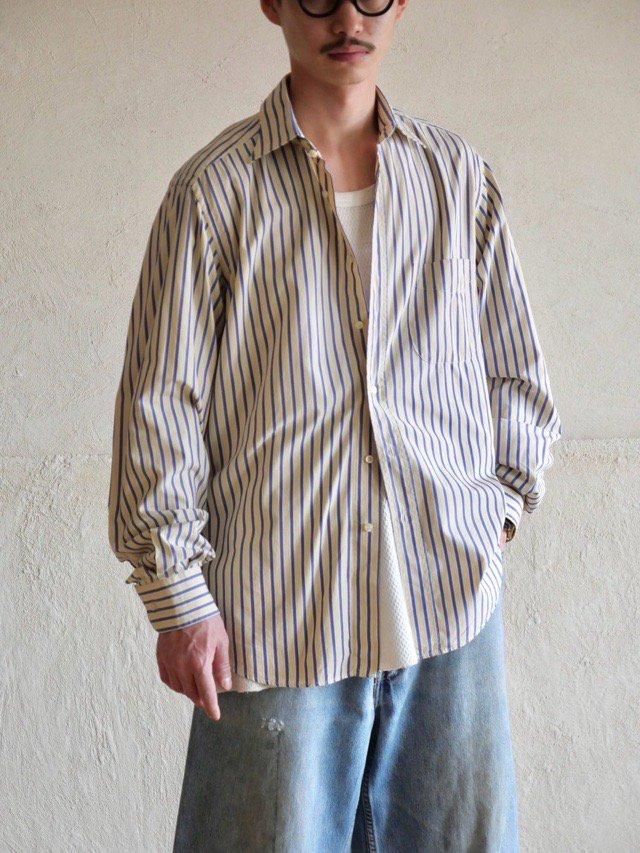 1990's~ Italian Maker's Cotton Stripes Shirt