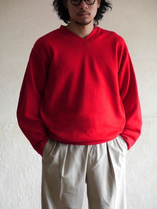SWEAT FRANCE V-neck Sweat Shirt,Red