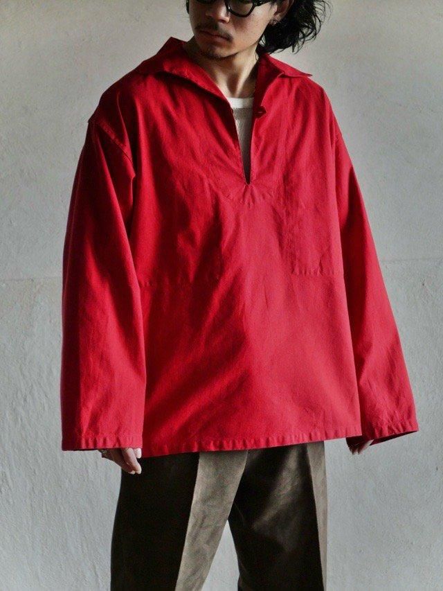 00s LE GRAZIK Fishermans Smock Shirt Red