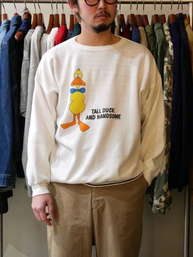 1980~90's Vintage Printed Sweat Shirt "TALL DUCK AND HANDSOME"