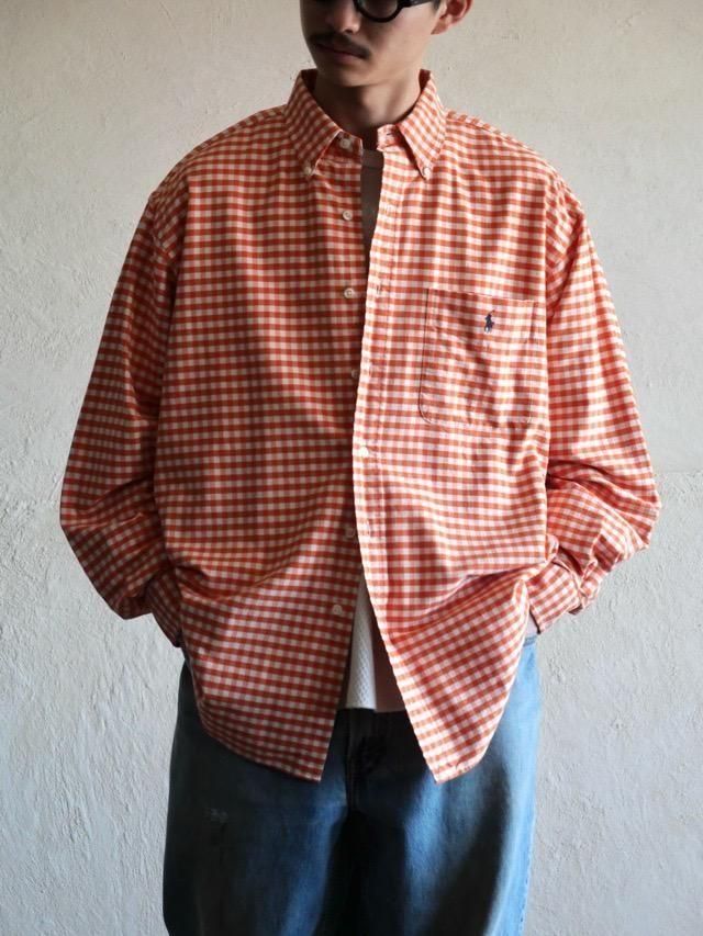 ~00's RalphLauren "BIG SHIRT" Orange  Gingham Check