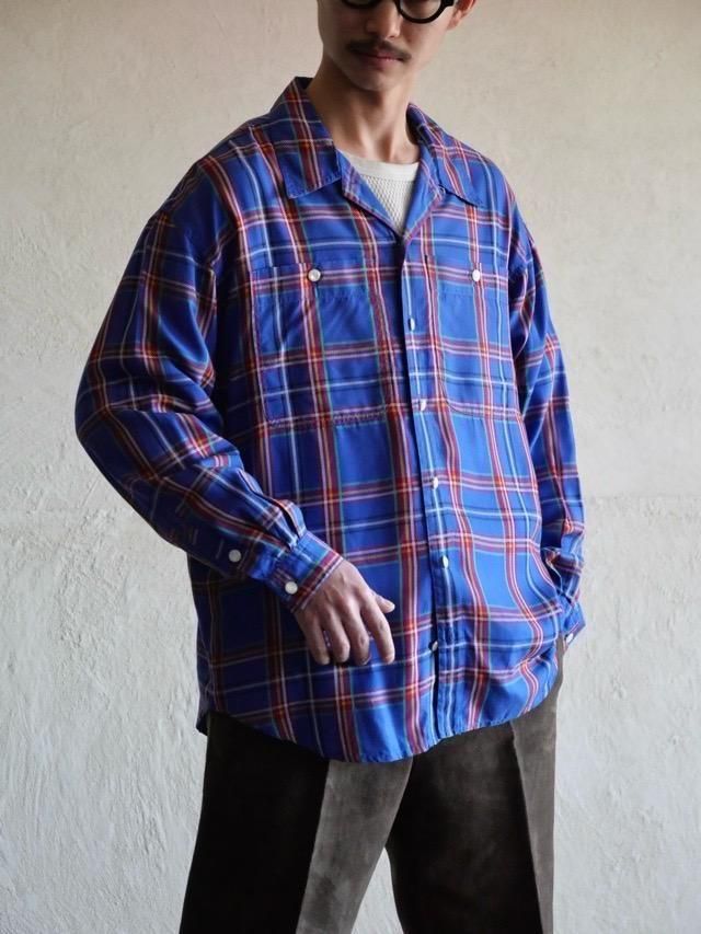 1990's Lizwear Rayon Open-collar Check Shirt