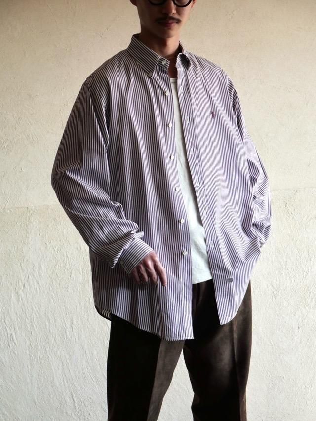 1990's RalphLauren Cotton Stripe B.D Shirt 
"Purple"