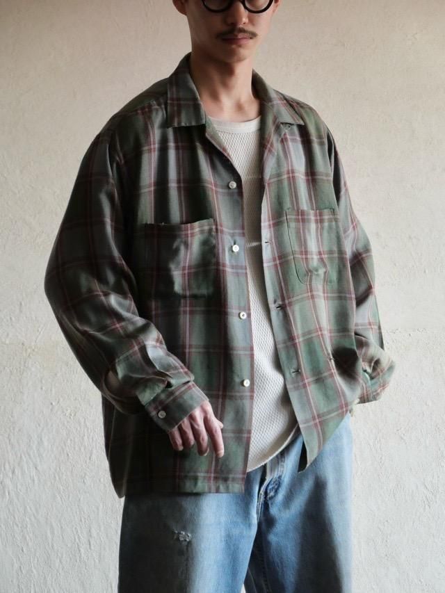 1960-70s Vintage TOWNCRAFT Rayon Check Shirt