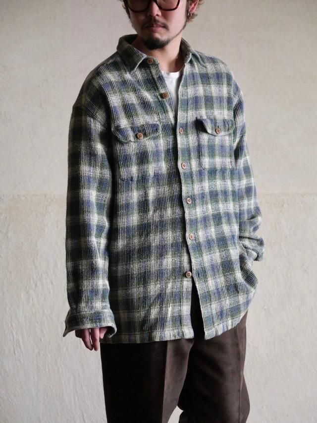 00's Cotton Waffle Check Shirt 