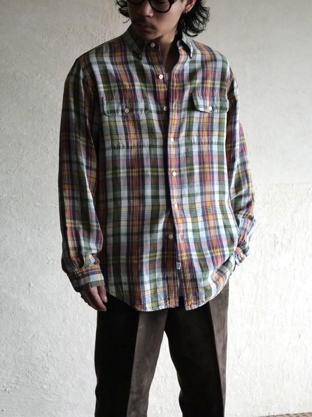 00's RalphLauren Madras Check Shirt LinenSilk