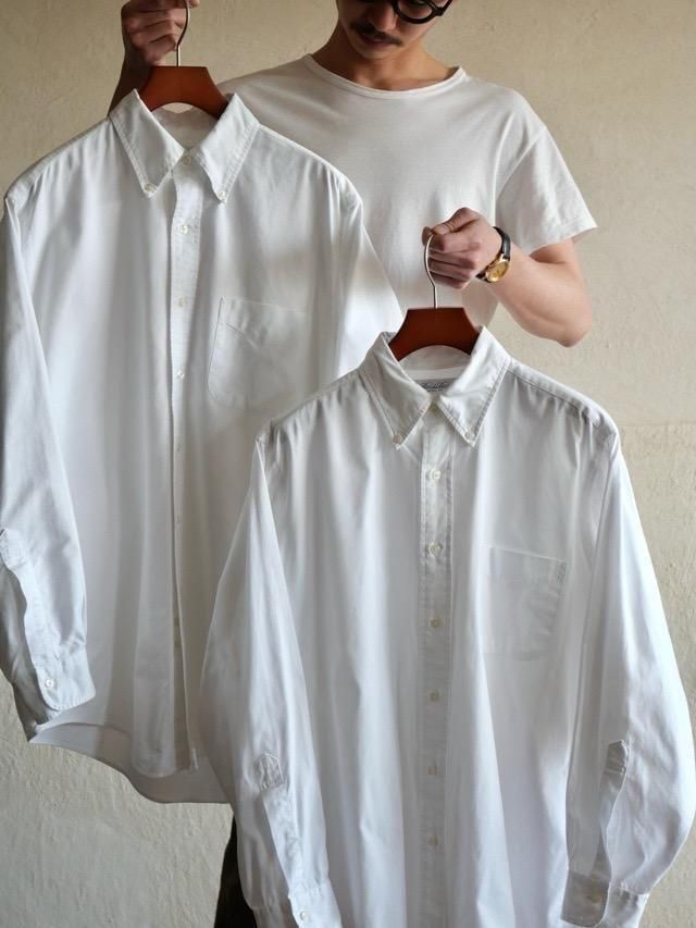 00's BrooksBrothers Polo-collar White Shirt, Made in USA.Oxford / Pinpoint Oxford