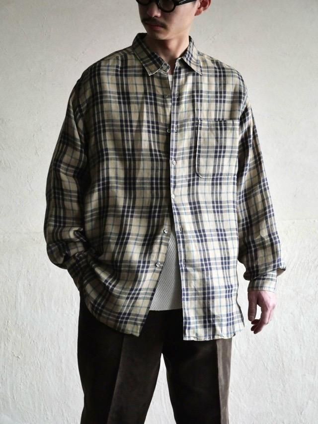 1990~00's BARNEYS NEWYORK Linen Check Shirt