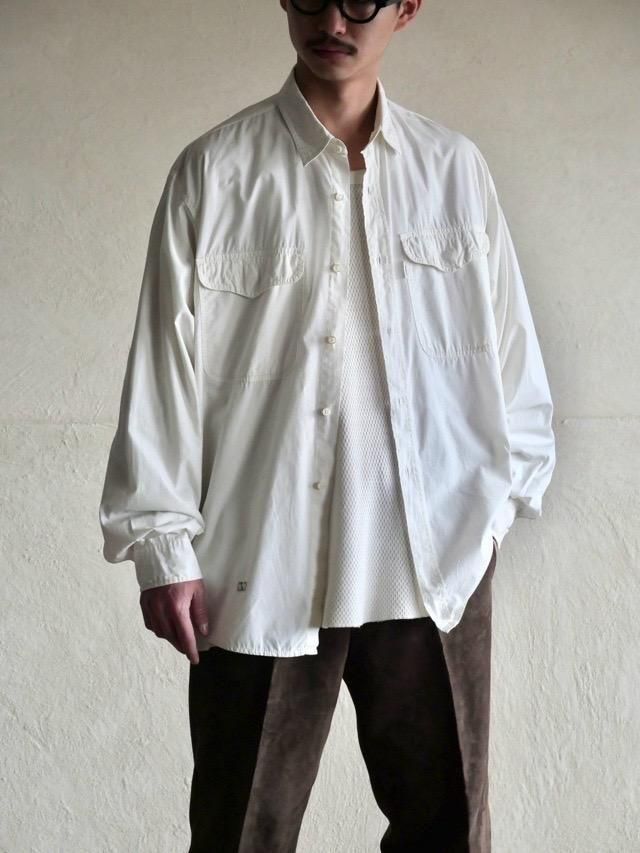 1980~90's Valentino Jeans Cotton Shirt, Off White / Made in Italy