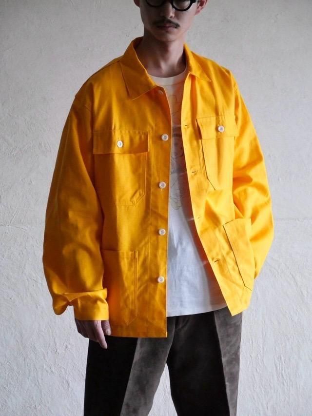 1980's Vintage Euro Work Cotton Herringbone Jacket "Orange yellow"