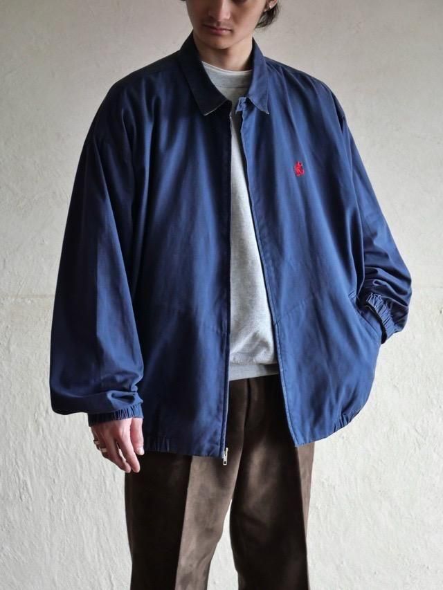 00's Disney "Mickey Mouse" Embroidery 
Cotton Drizzler Jacket "Navy"