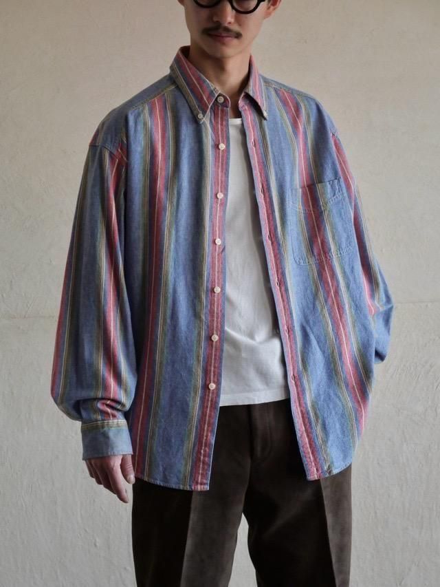 1990's  OLD GAP Cotton Stripe B.D.Shirt