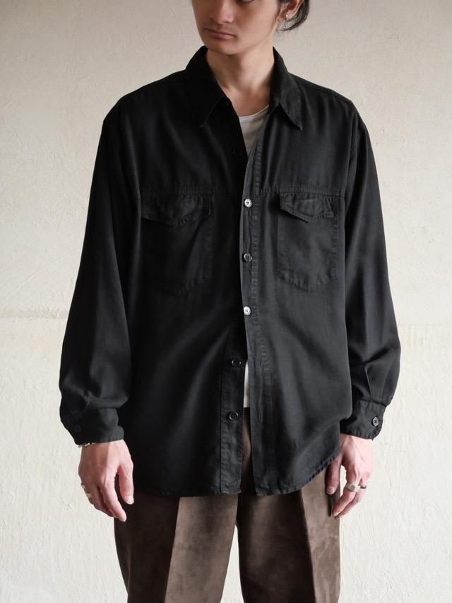 1990's Black Tencel 2flap Pockets Shirt