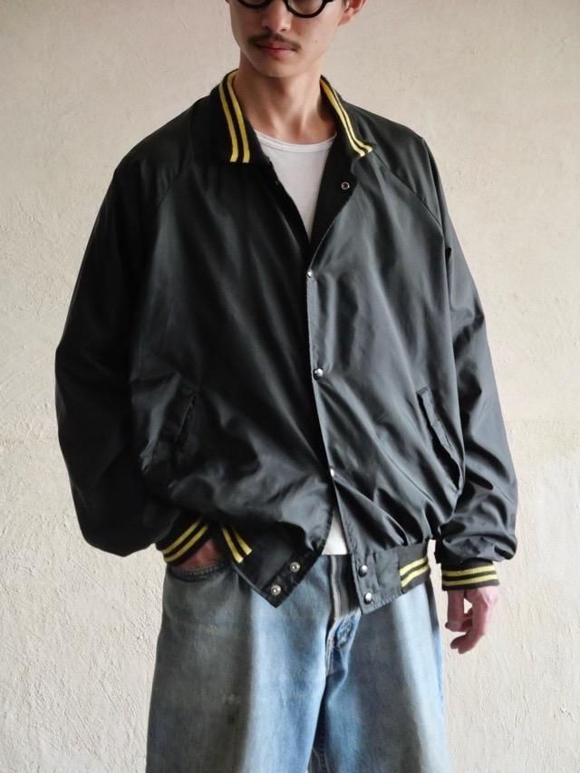 1970s Vintage Black Nylon Award Jacket
