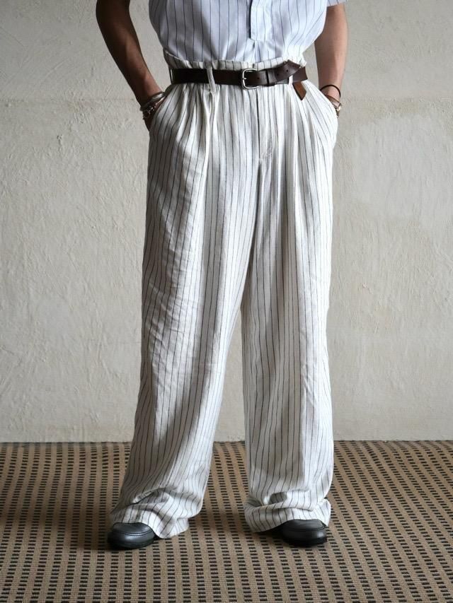 Linen  Rayon Baseball Design Slacks