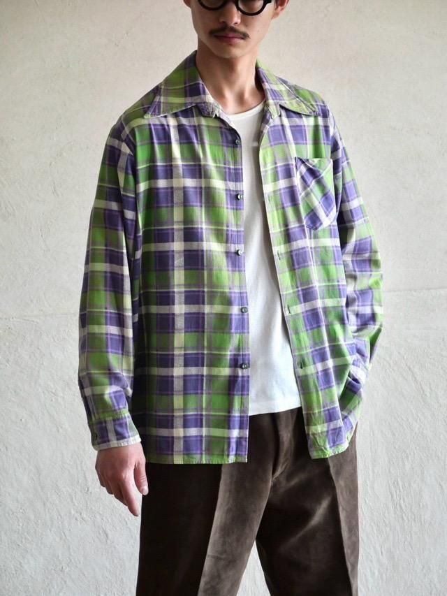 1970's Printed Flannel Shirt "GreenPurple"