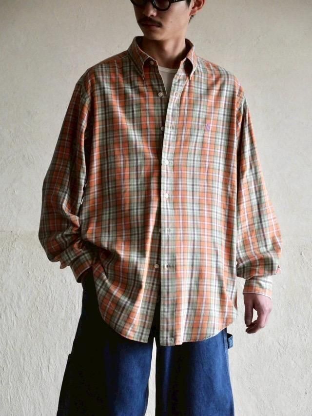 00's RalphLauren Cotton Check Shirt "melon"