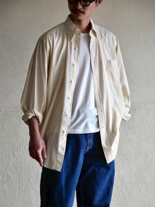 00s Brooks Brothers B.D. Yellow Stripe Shirt / Made in U.S.A.
