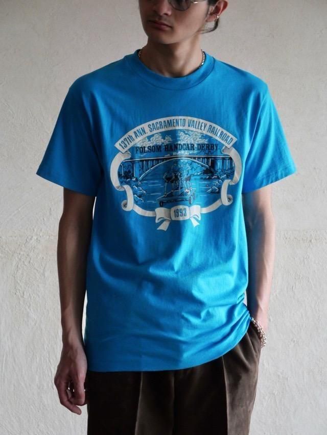 1993's Printed T-shirt FOLSOM HANDCAR DERBY Blue