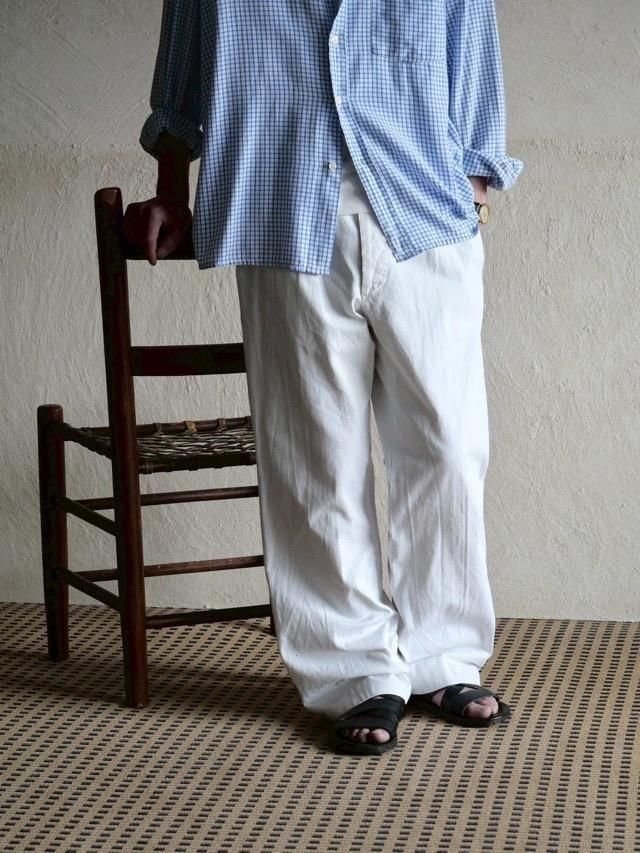 1970s Italian Military White Cotton Twill Work Trousers ڭ / w.91