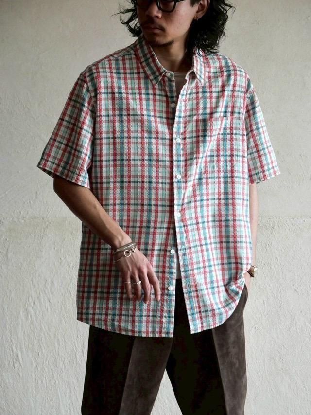 00's~ L.L.Bean Seersucker Check S/S Shirt