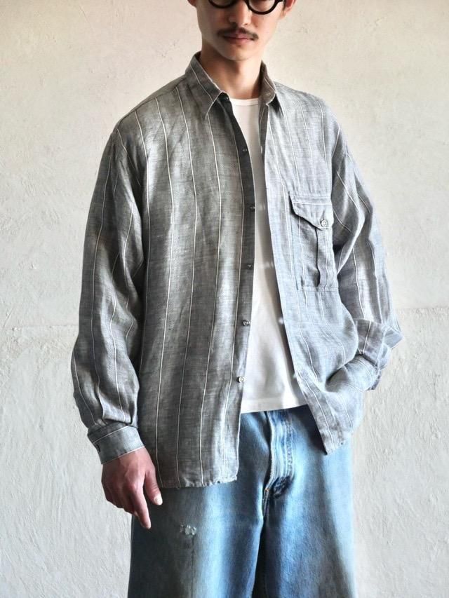 1980's Italian Vintage Linen&Cotton Stripe Shirt