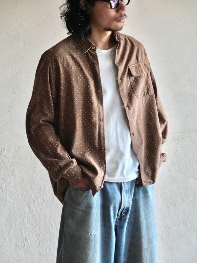 1990's DiamondDot Cotton Shirt Brown