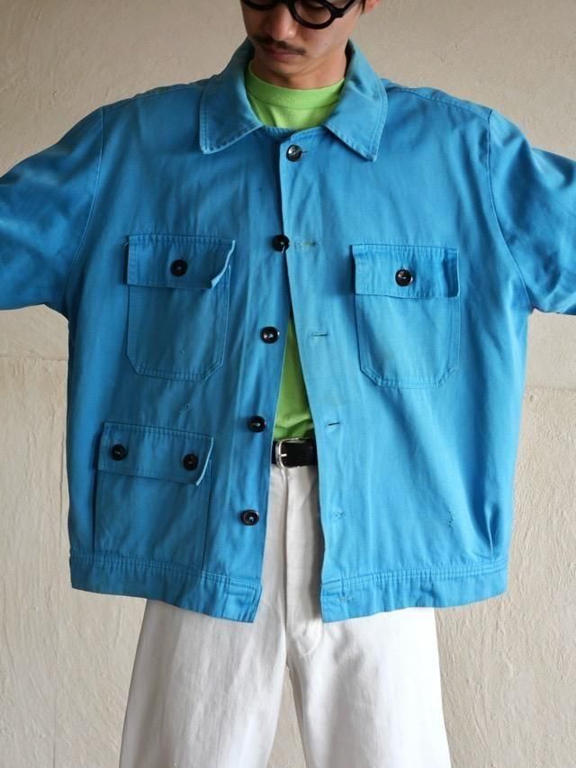 1970~80's Euro Vintage Worker's Coverall
"Cyan Blue&#129429;" 