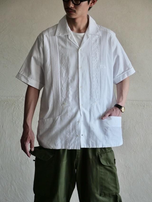 1990's Linen100% White Cuba S/S Shirt