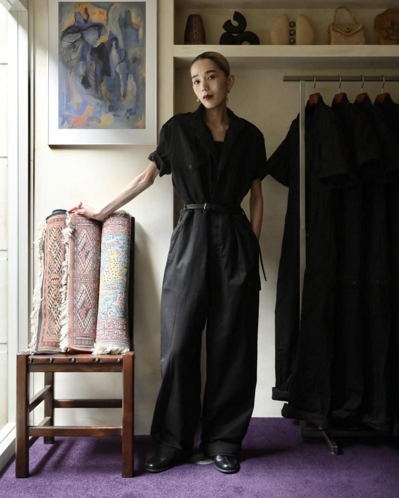 MONK CUSTOMDeadstock Pakistan Military Short-Sleeves Jumpsuit "JET BLACK